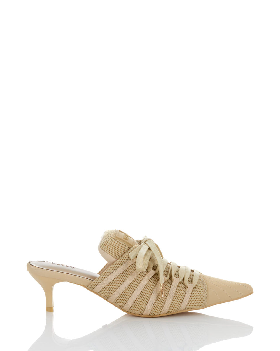 ECRU LOW HEEL SNEAKER MULES – YELLO