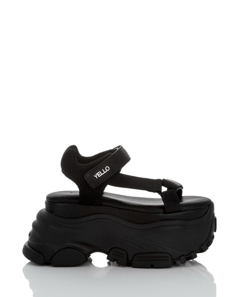 BLACK WHALE PLATFORM SANDALS