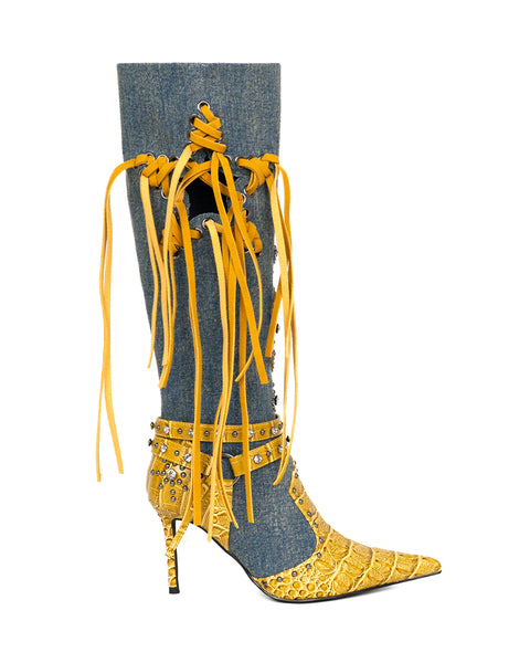 COSMIC FRINGED LONG BOOTS