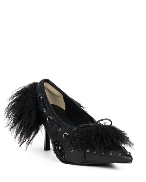 MIDNIGHT FLUFF HEELS