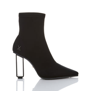 TOKYO BLACK STAINLESS STEEL HEEL SHORT BOOTS