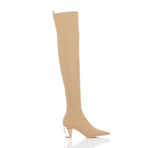 NAKED LOW HEEL LONG BOOTS